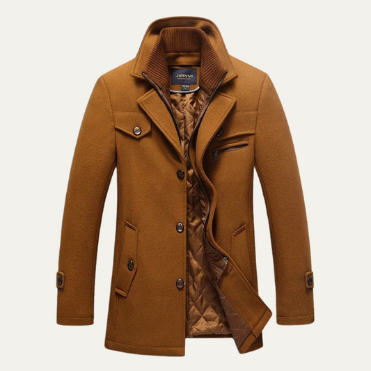 Men's Wool Blend Trench Coat Quilted Lining - Vonnera