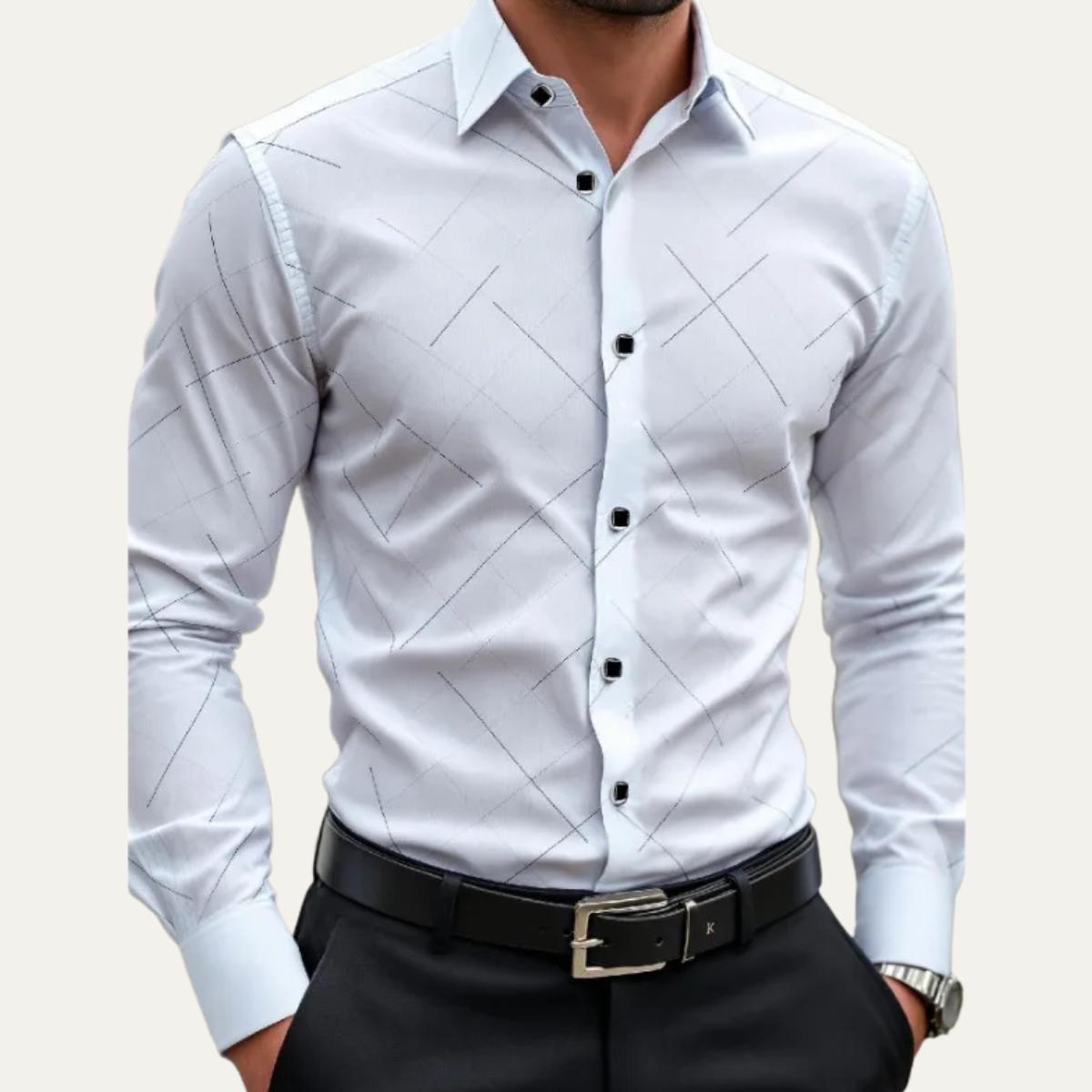 Eldridge Men's Formal White Button Down Office Shirt