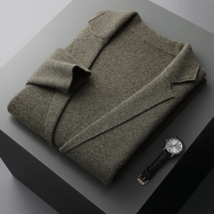 Men's Wool Cardigan Sweater Open Front Charcoal Grey