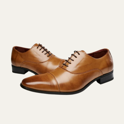 Men's Leather Dress Shoes Polished Lace Up Black