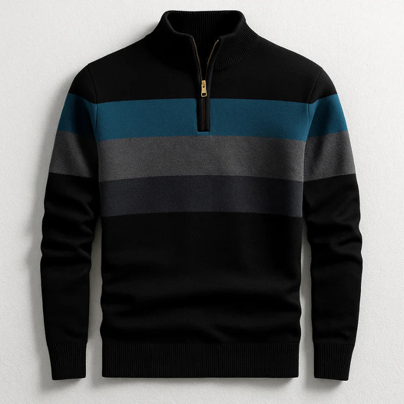 Men's Striped Zip Neck Sweater