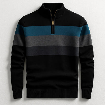 Men's Striped Zip Neck Sweater