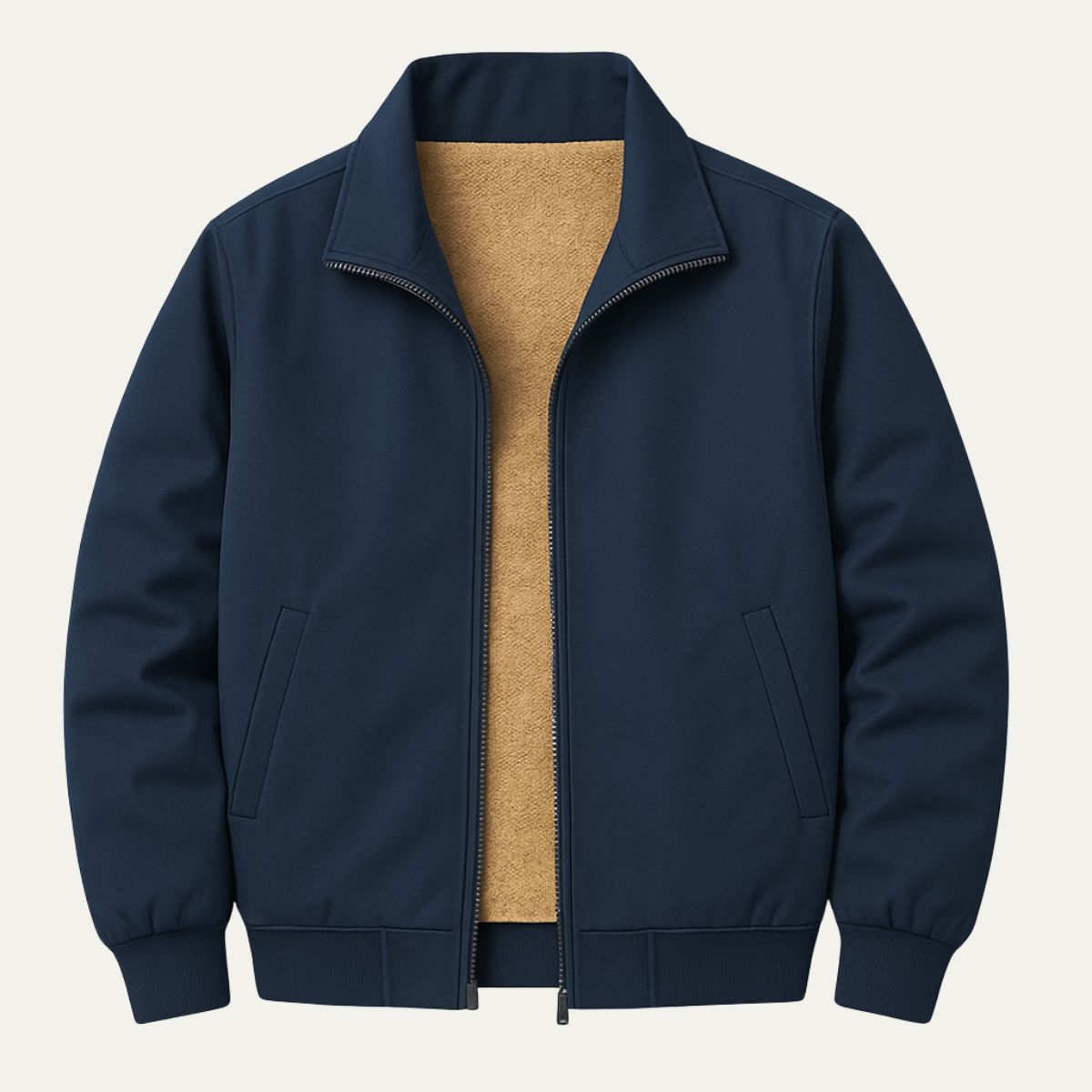 Men's Fleece Lined Windbreaker Jacket Lightweight Multi Pocket