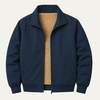 Men's Fleece Lined Windbreaker Jacket Lightweight Multi Pocket