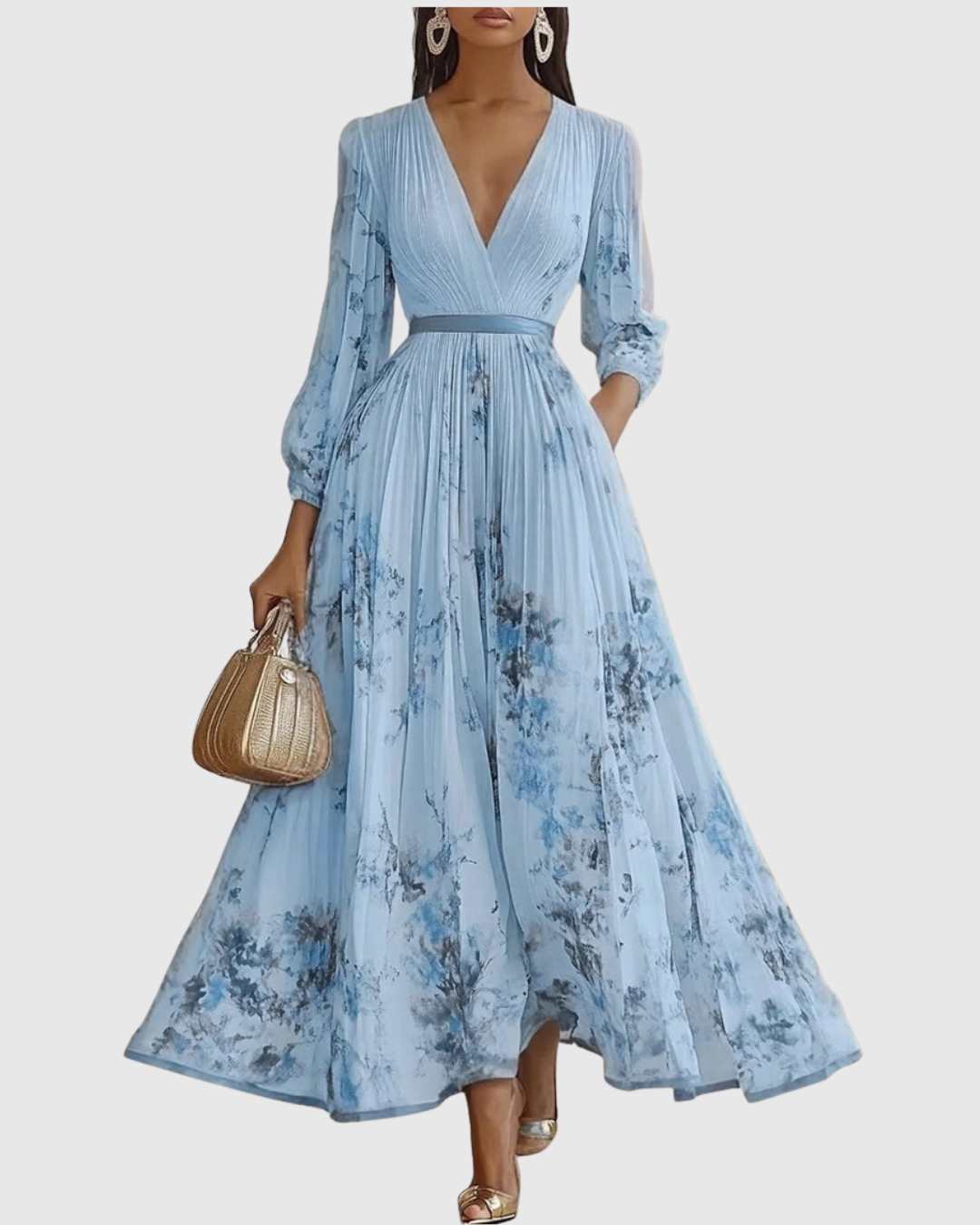 Women's Pleated Maxi Dress Elegant