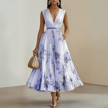 Women's Midi V-Neck Floral Summer Dress