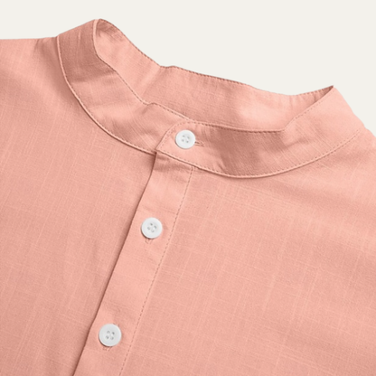 Men's Linen Casual Button Up Shirt Soft Light Beige