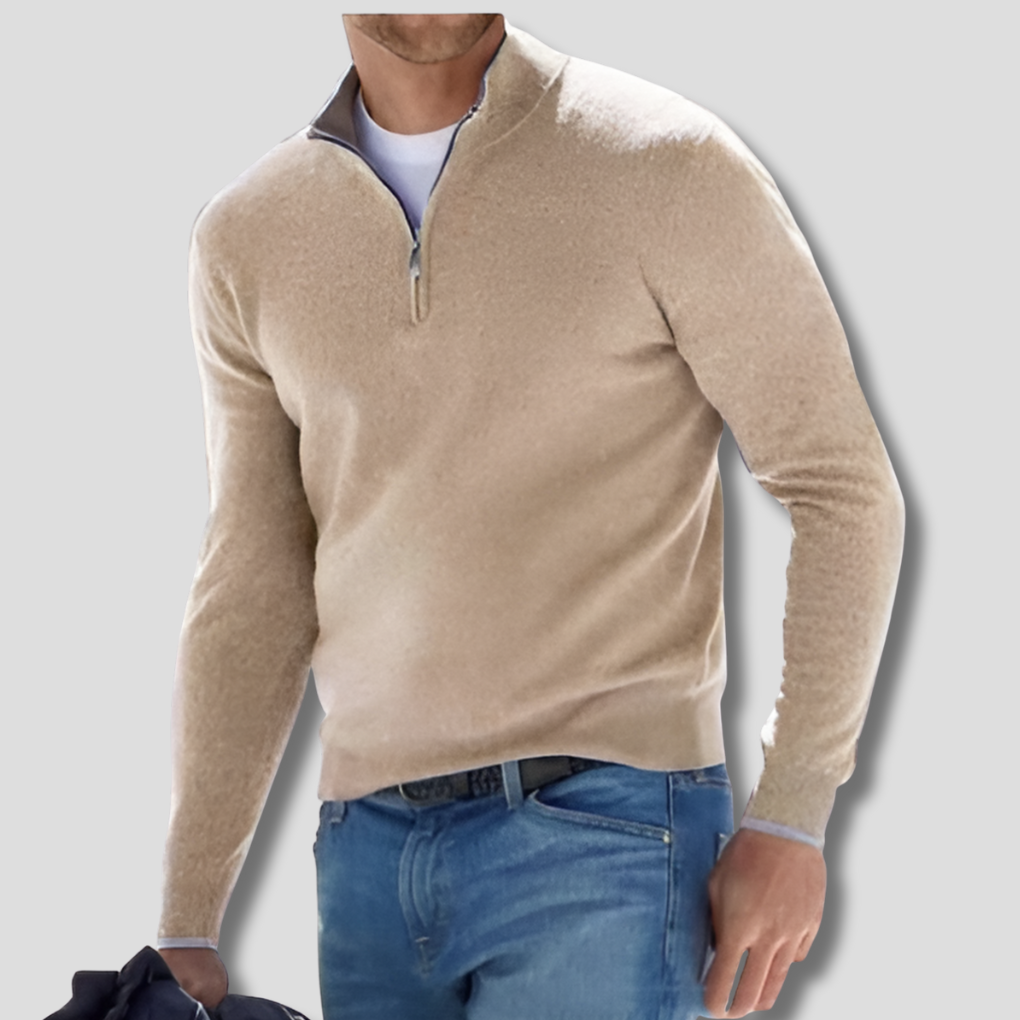 Men's Cotton Knit Pullover Zipper Collar - Vonnera