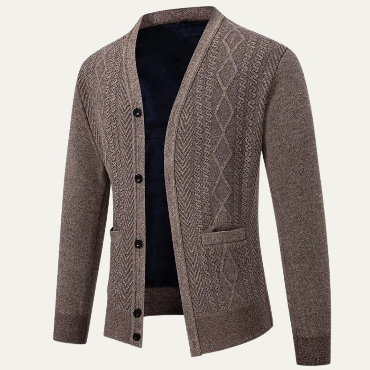 Men's Casual Cardigan Knit Button Up With Pockets