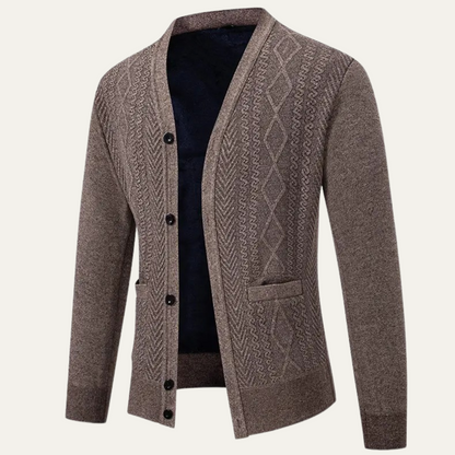 Men's Casual Cardigan Knit Button Up With Pockets