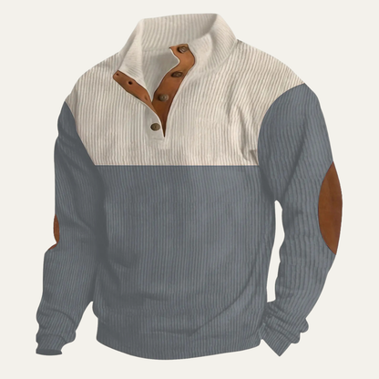 Men's Corduroy Sweater Suede Elbow Patches