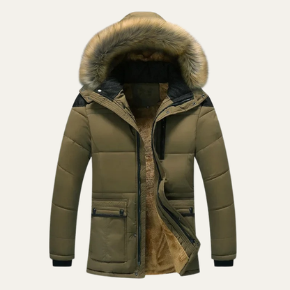 Men's Hooded Fur Parka Jacket