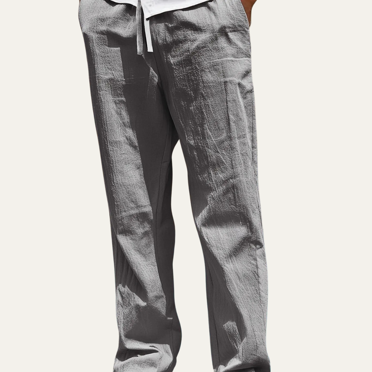 Men's Linen Tapered Pants Breathable Beige