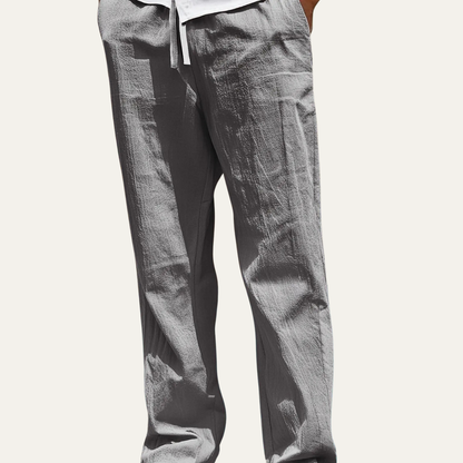 Men's Linen Tapered Pants Breathable Beige