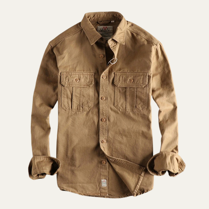 Men's Utility Shirt Jacket Vintage Washed Cotton