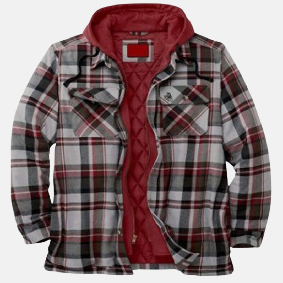 Men's Plaid Hooded Jacket Shirt