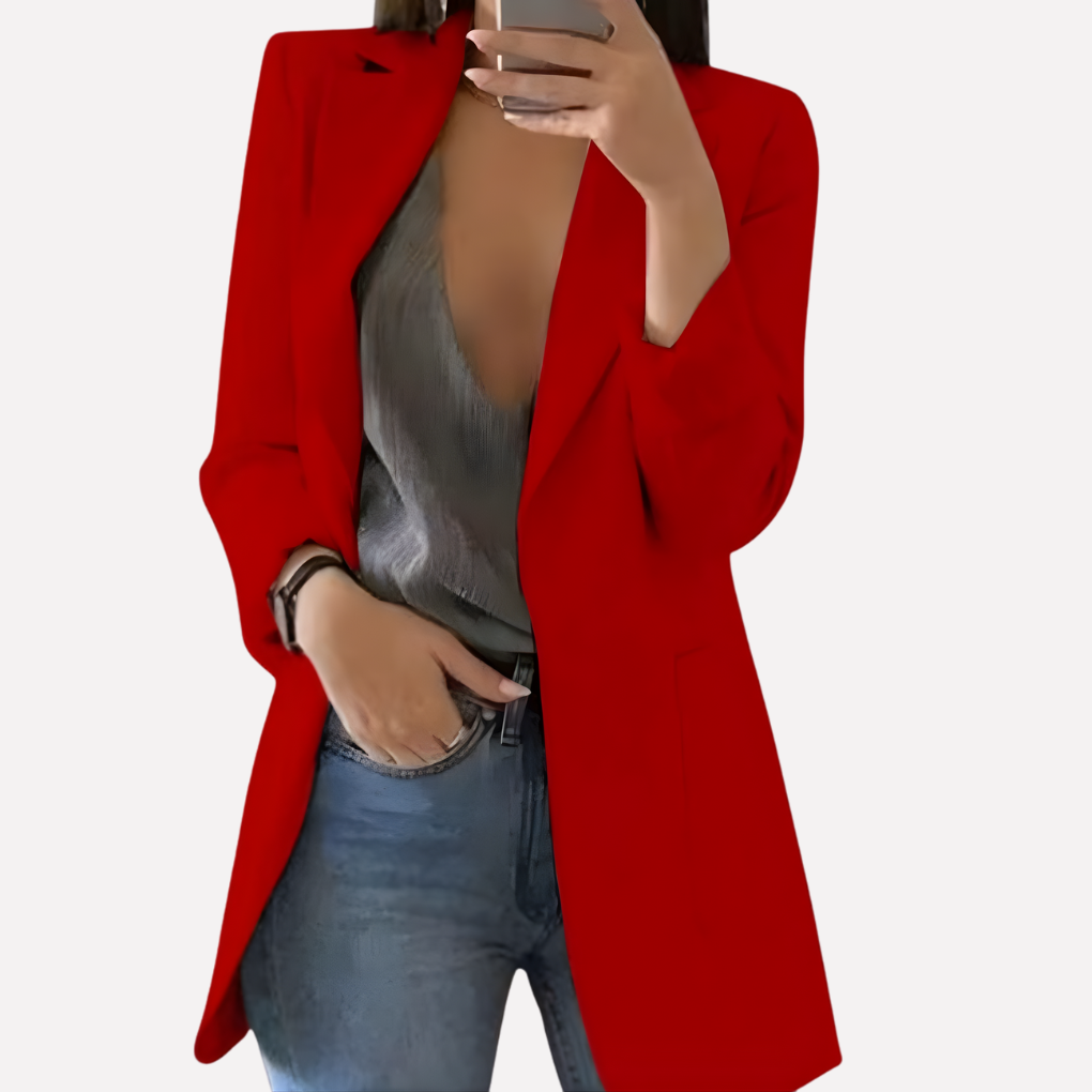 Women's Front Pocket Blazer Structured Wool Everyday Layer