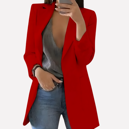 Women's Front Pocket Blazer Structured Wool Everyday Layer