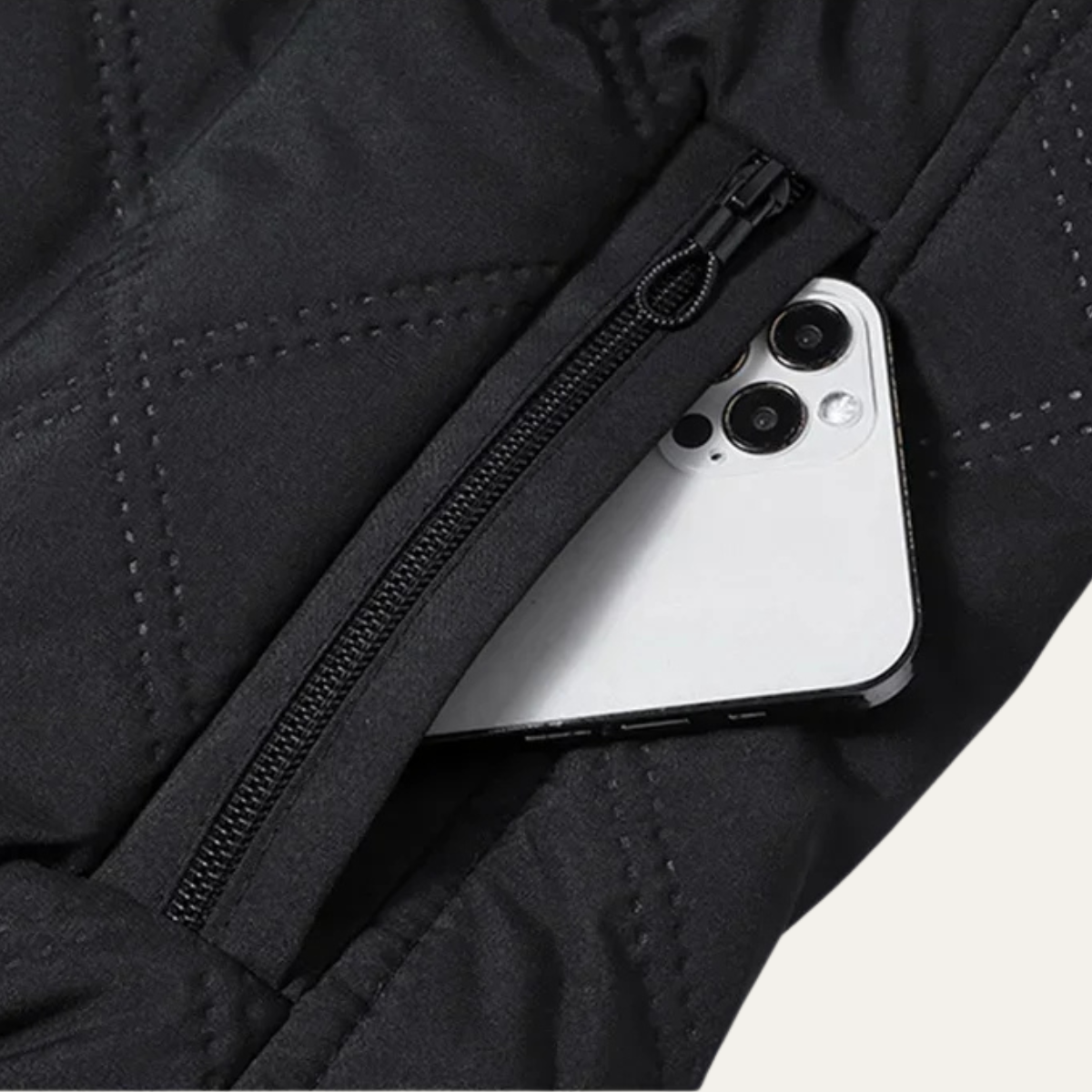 Men's Quilted Jacket Windproof Thermal Padded Coat Fleece Lining