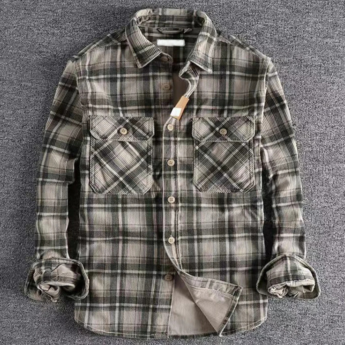 Men's Plaid Flannel Shirt Vintage Style