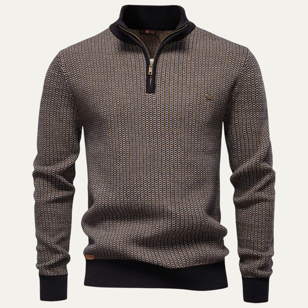 Men's Thick Stand Collar Half Zip Knit Sweater - Vonnera
