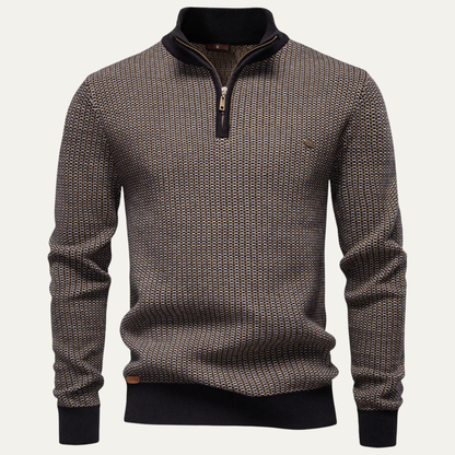Men's Thick Stand Collar Half Zip Knit Sweater - Vonnera