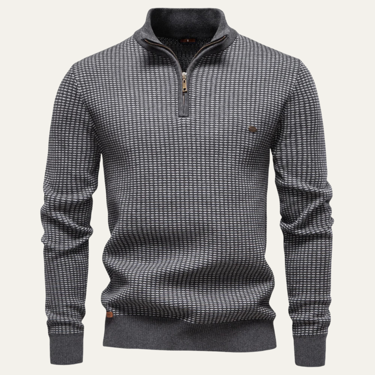 Men's Thick Stand Collar Half Zip Knit Sweater