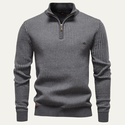 Men's Thick Stand Collar Half Zip Knit Sweater