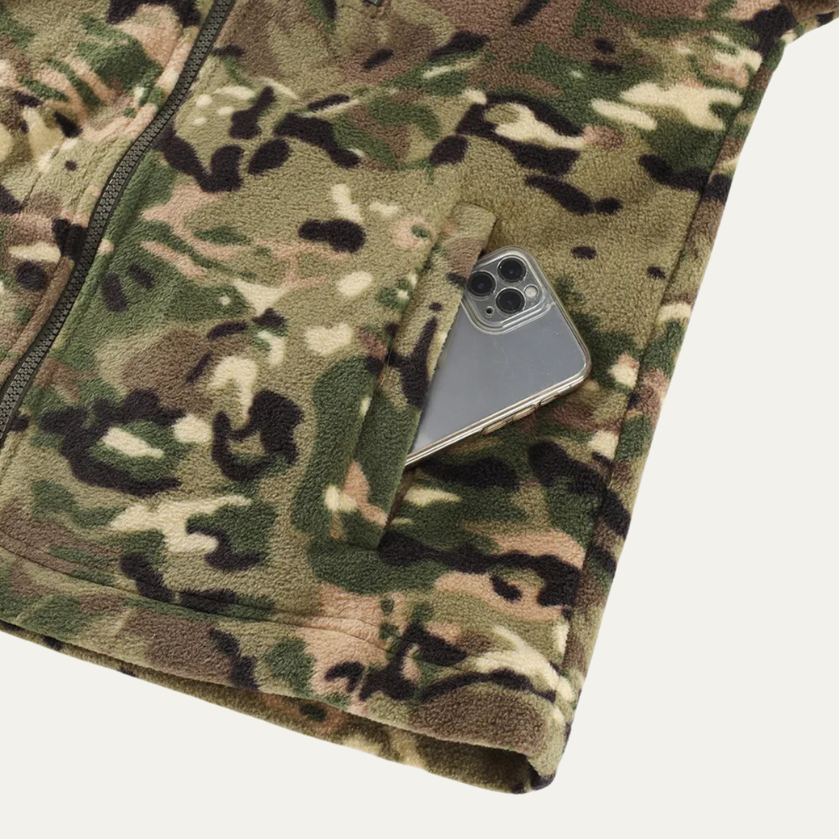 Men's Fleece Camouflage Zip Up Jacket