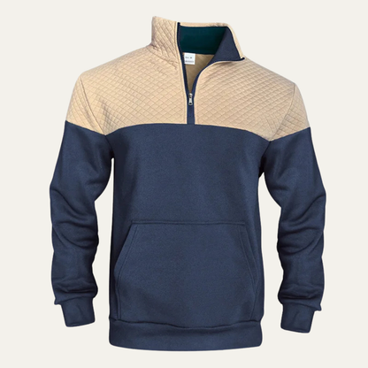 Men's Quilted Half Zip Sweater Color Block - Vonnera