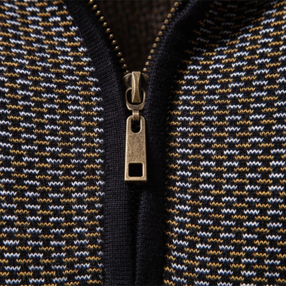 Men's Thick Stand Collar Half Zip Knit Sweater