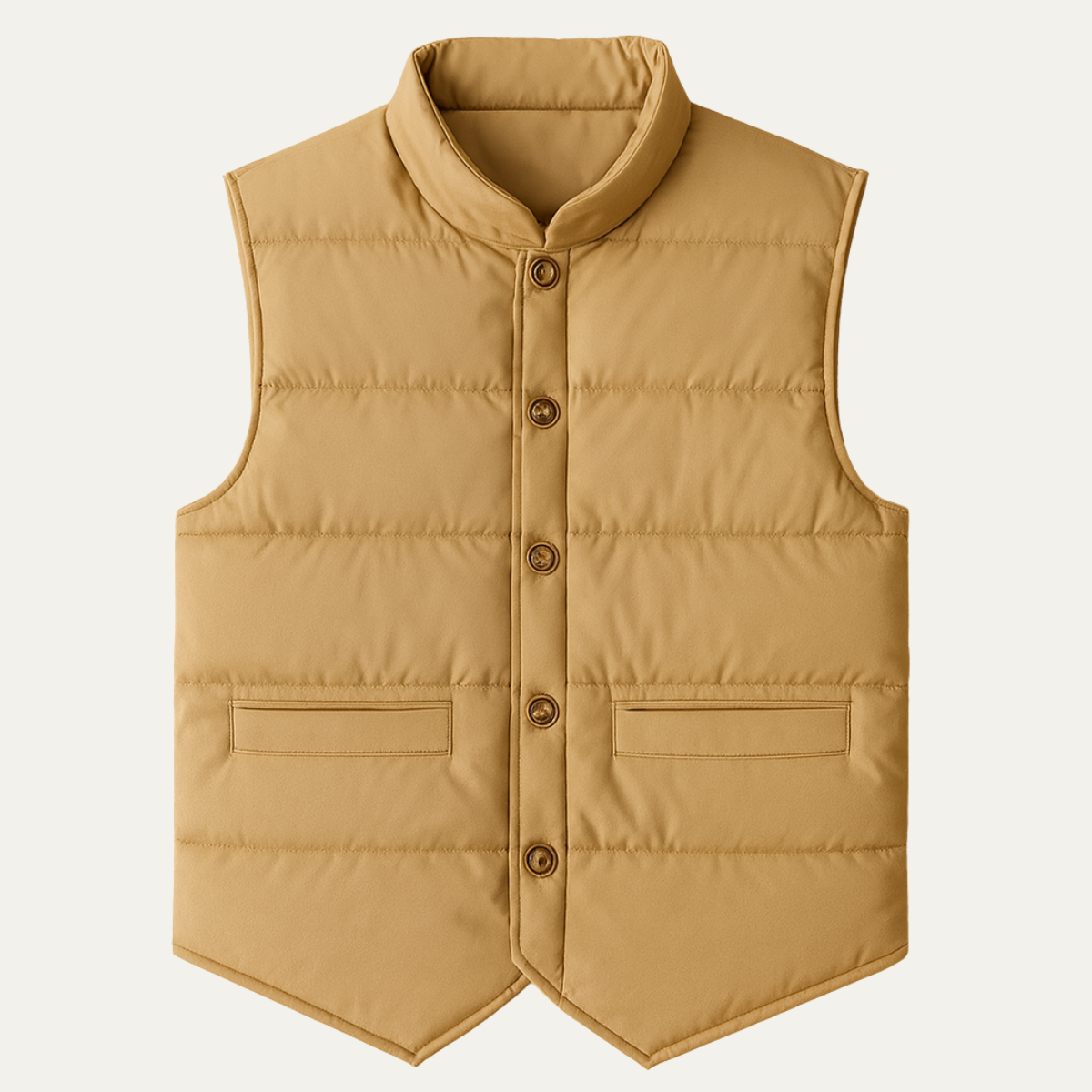 Men's Quilted Vest Beige Slim Fit Padded - Vonnera