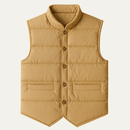 Men's Quilted Vest Beige Slim Fit Padded - Vonnera