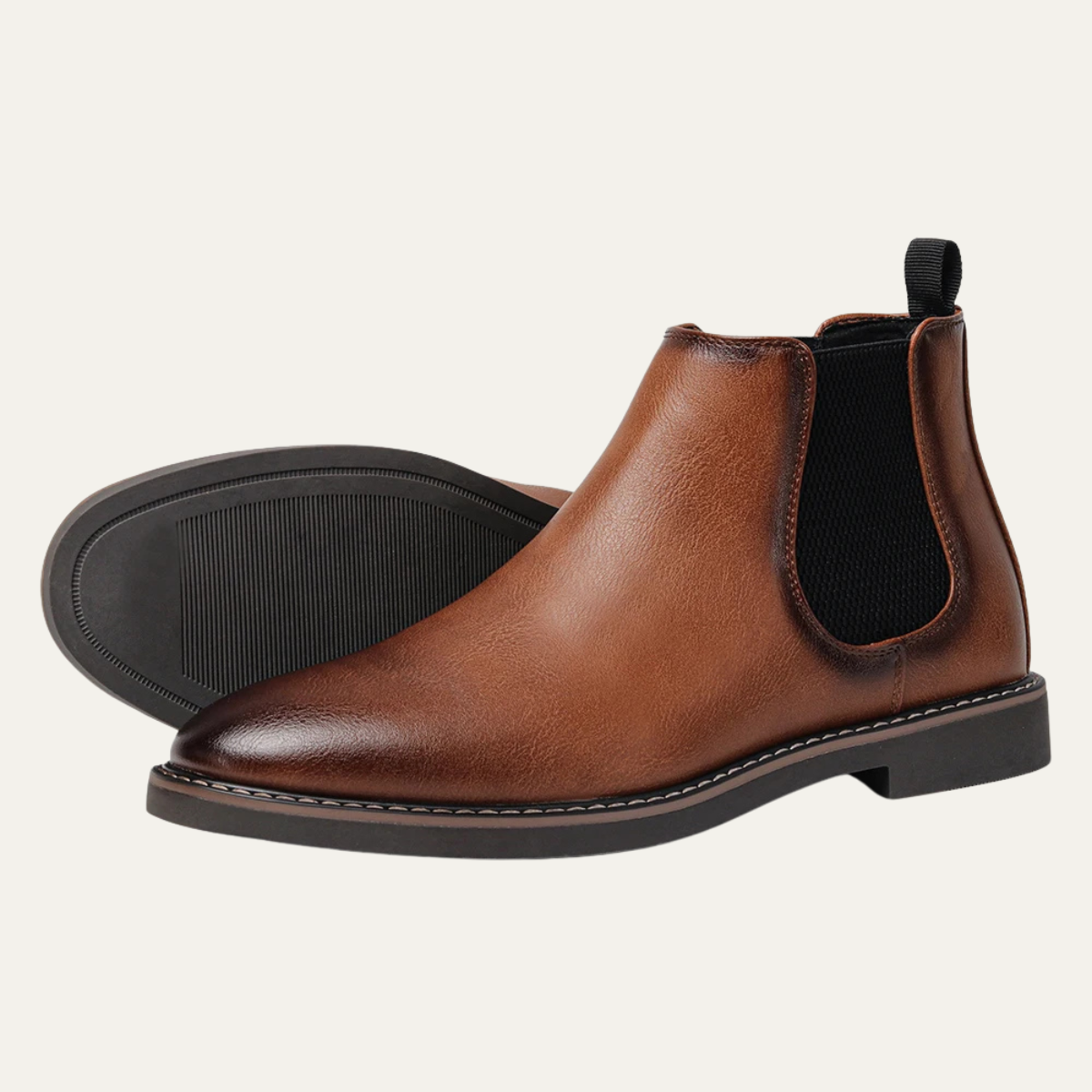 Men's Leather Chelsea Boots Ankle Brown - Vonnera