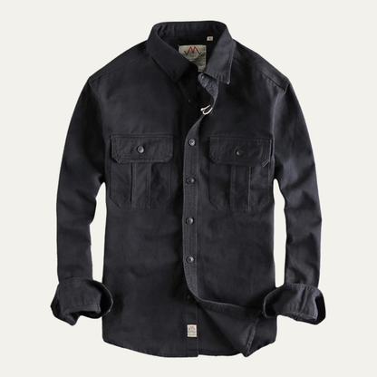 Men's Utility Shirt Jacket Vintage Washed Cotton