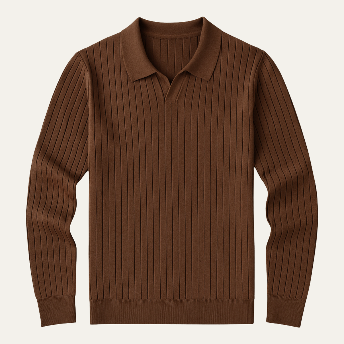 Men's Slim Fit Polo Sweater Ribbed Knit - Vonnera