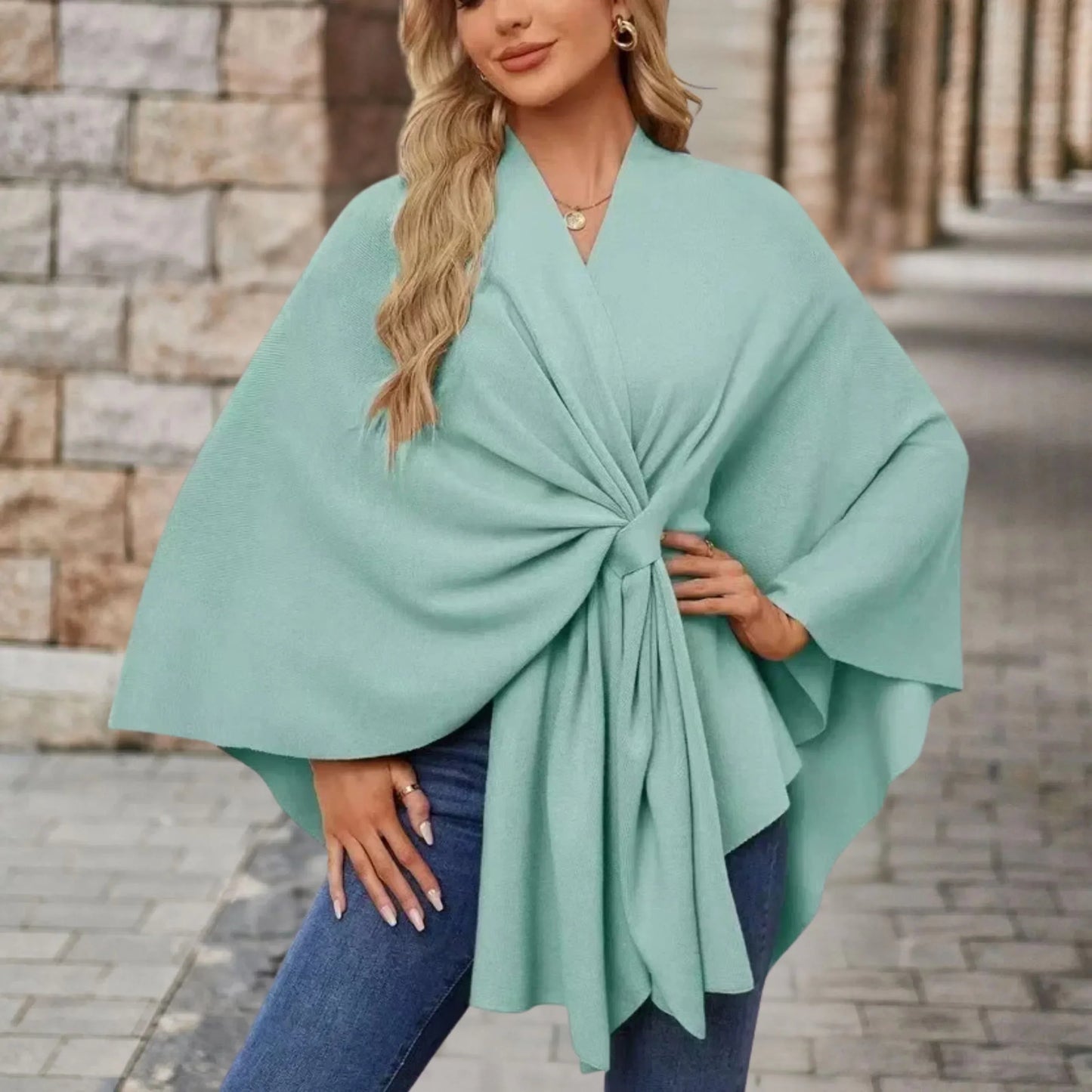 Women's Wrap Poncho Blouse