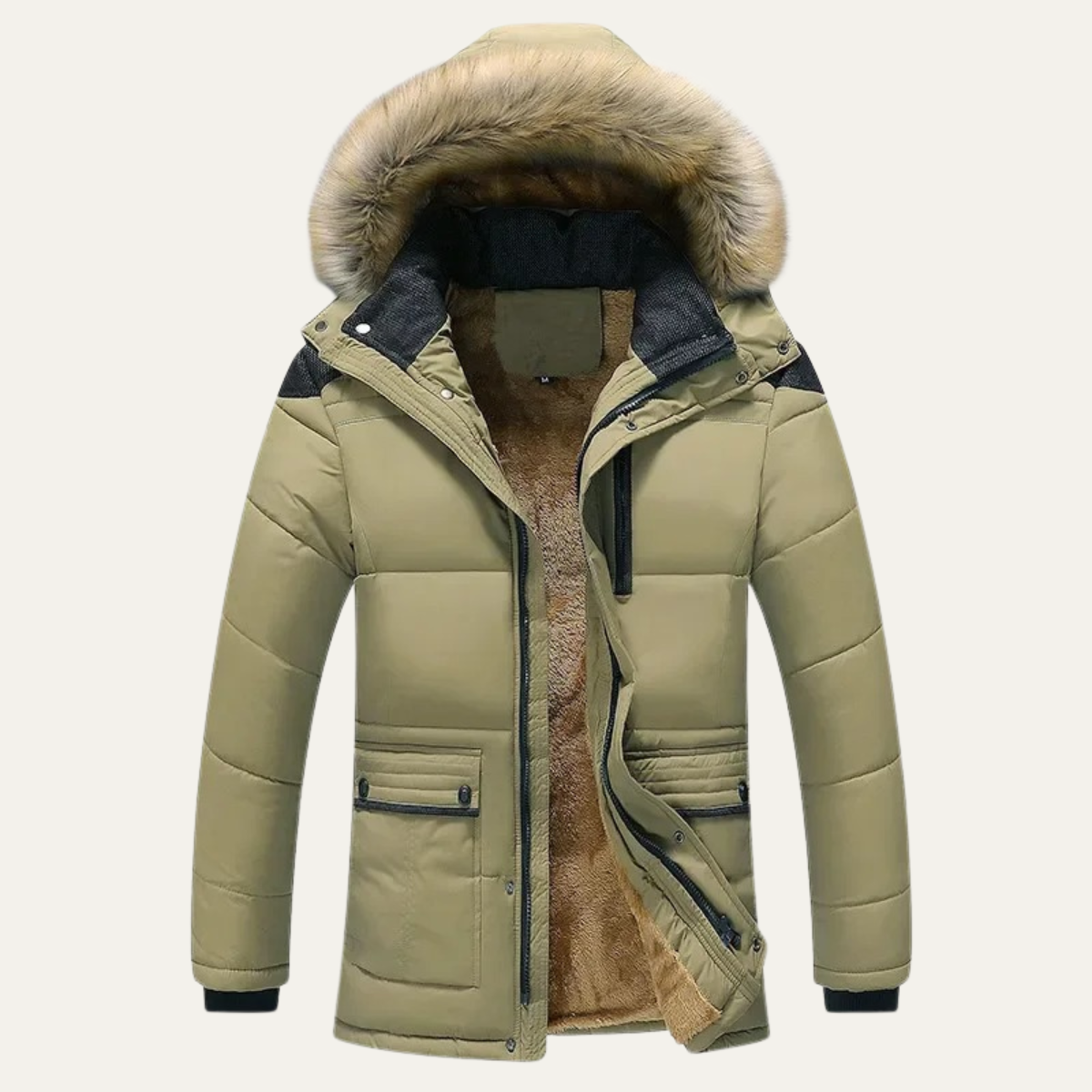 Men's Hooded Fur Parka Jacket