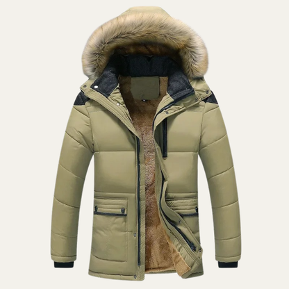 Men's Hooded Fur Parka Jacket