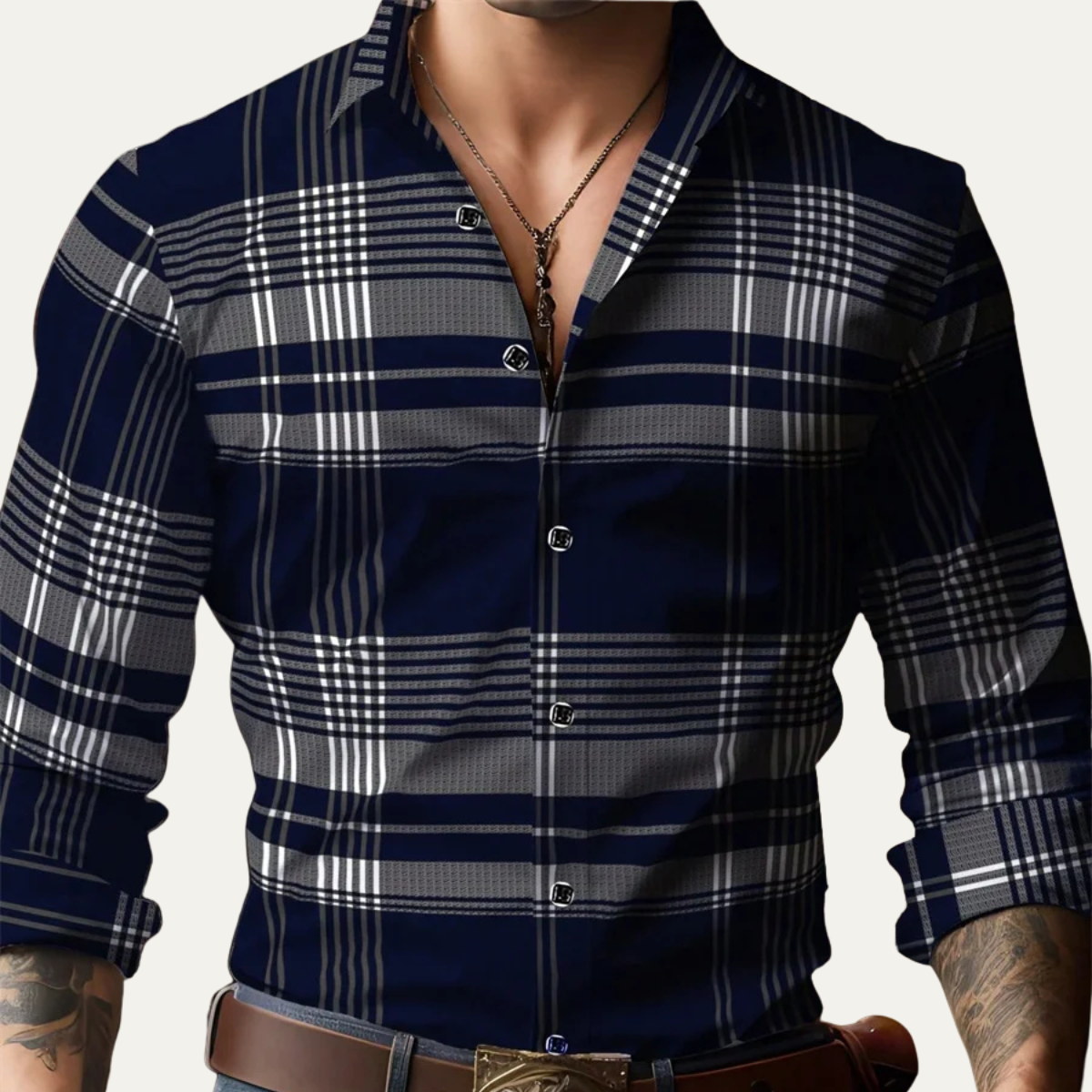 Men's Plaid Button Down Shirt Cotton Casual