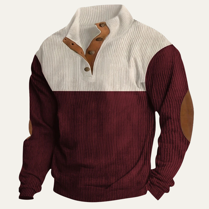 Men's Corduroy Sweater Suede Elbow Patches