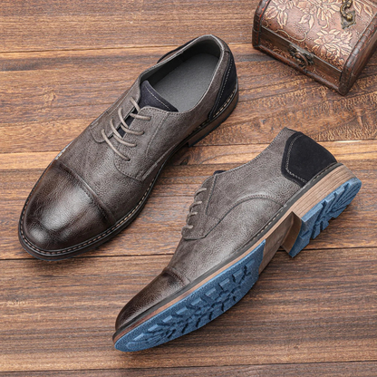 Monferrato Men's Leather Oxford Shoes Lace Up Brown
