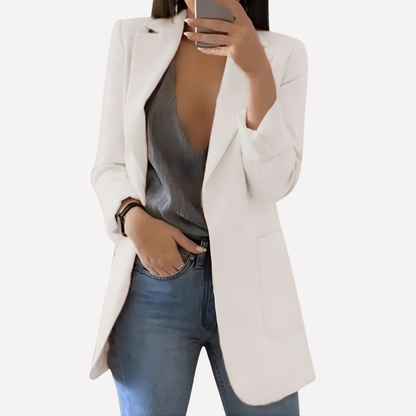 Women's Front Pocket Blazer Structured Wool Everyday Layer