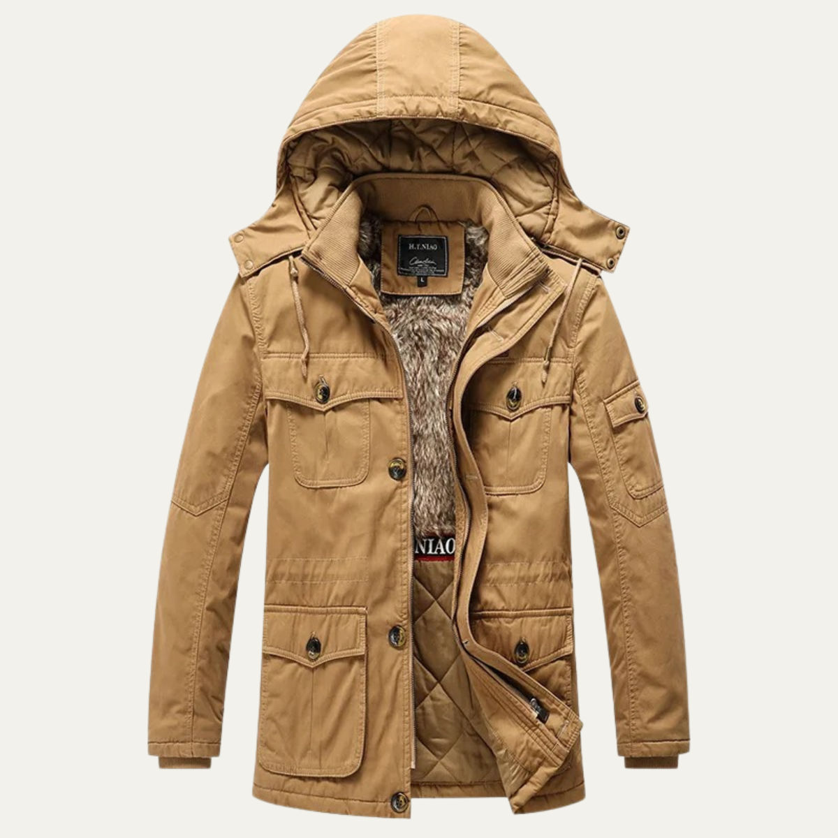 Men's Winter Hooded Parka Jacket Fleece Lining - Vonnera