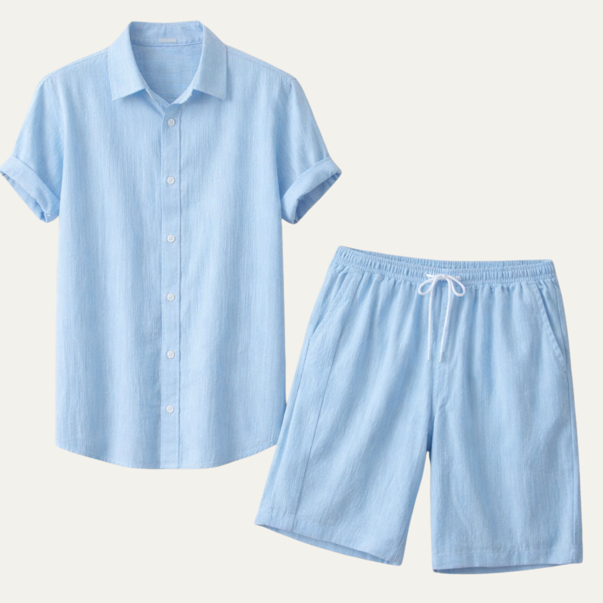 Men's Lightweight Button Up Shirt And Shorts Set - Vonnera