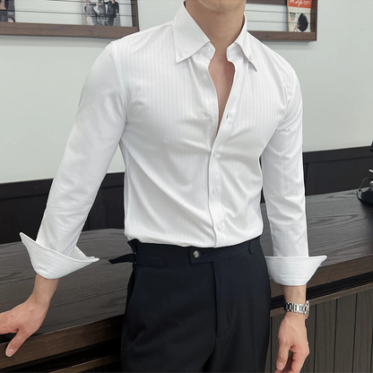 Men's Striped Button Up Shirt Casual Cotton