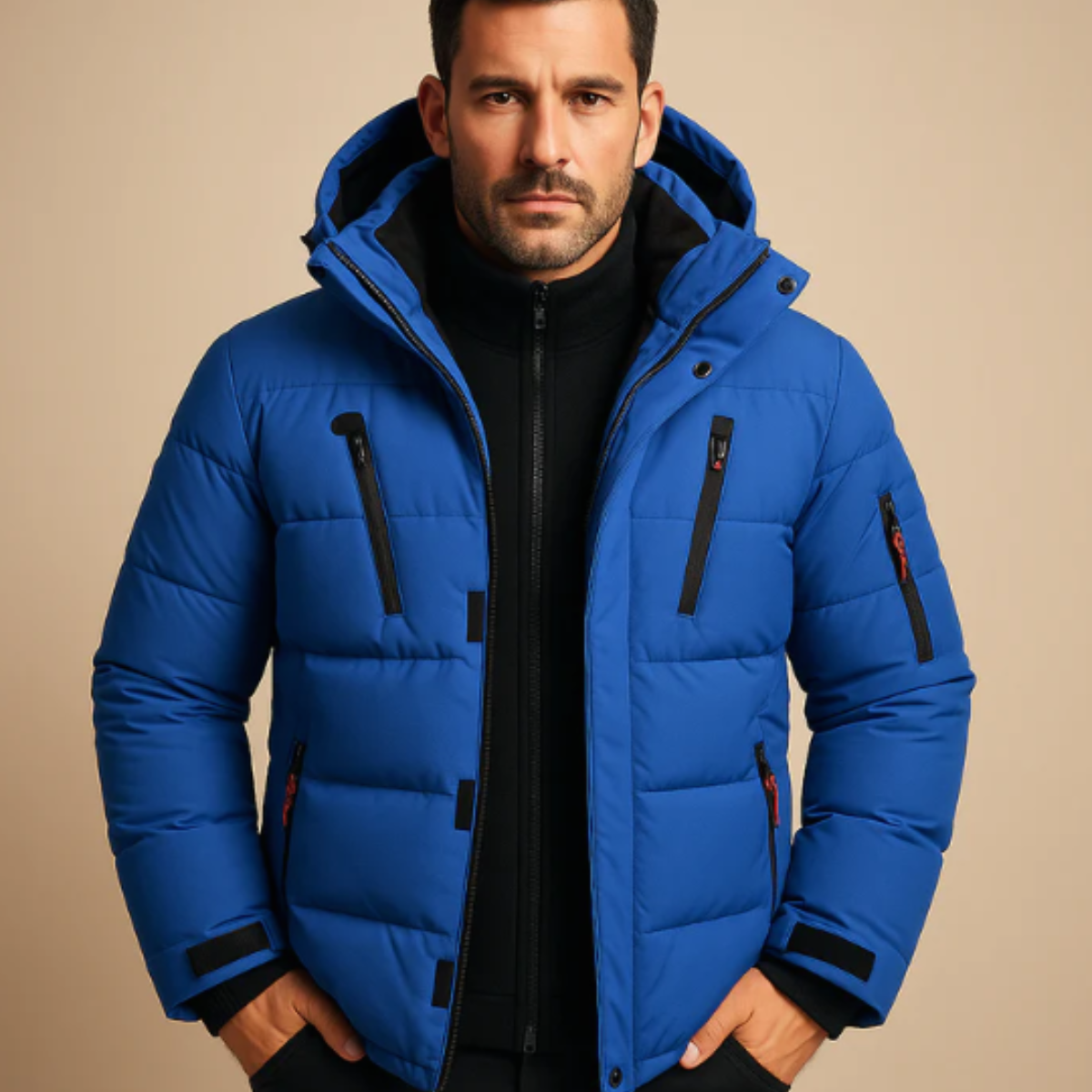 Men's Waterproof Puffer Jacket With Hood