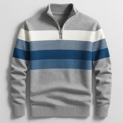 Men's Striped Zip Neck Sweater
