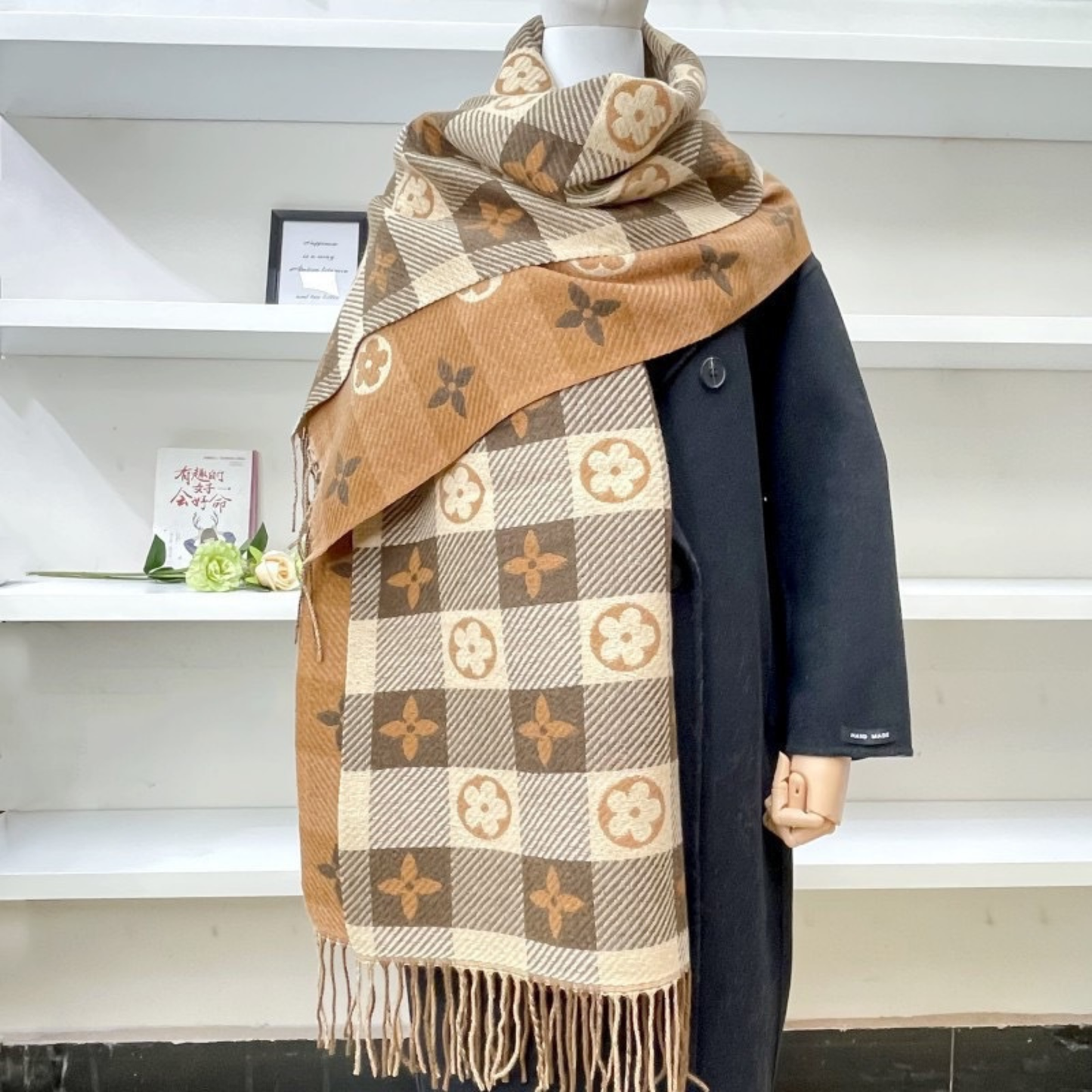 Comfy Plaid Tassel Scarf Warm Double Sided