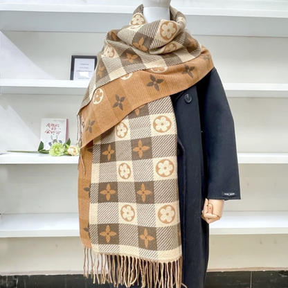 Comfy Plaid Tassel Scarf Warm Double Sided